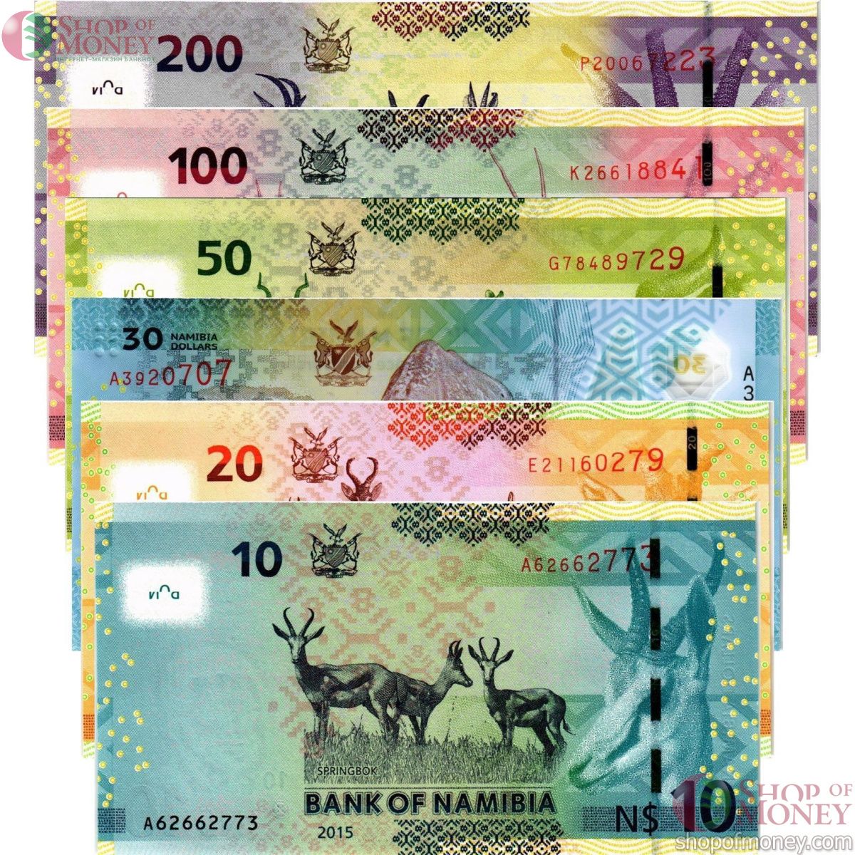 НАМИБИЯ 10 20 30 50 100 200 ДОЛЛАРОВ 2