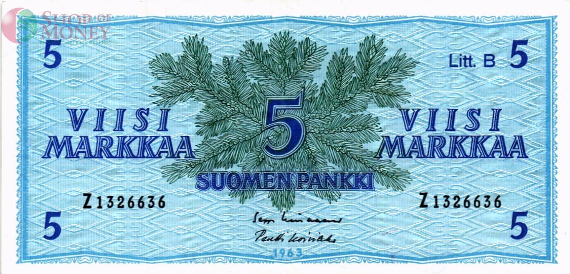 ФИНЛЯНДИЯ 5 МАРОК (Litt. B) 1