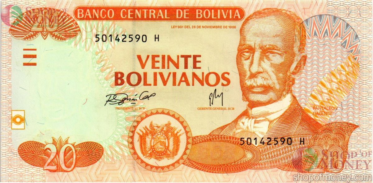БОЛИВИЯ 20 БОЛИВИАНО 1