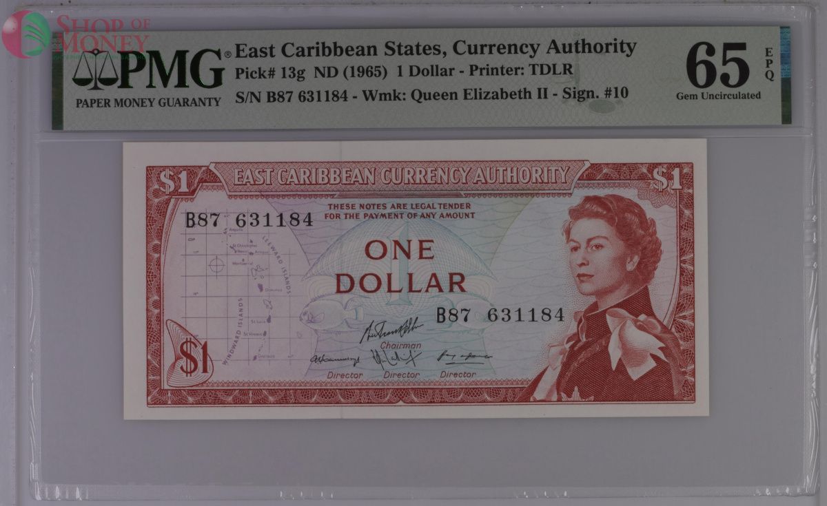 ВОСТОЧНЫЕ КАРИБЫ 1 ДОЛЛАР (PMG - GRADE 65) 1