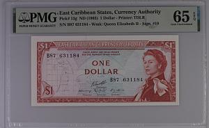ВОСТОЧНЫЕ КАРИБЫ 1 ДОЛЛАР (PMG - GRADE 65) 1