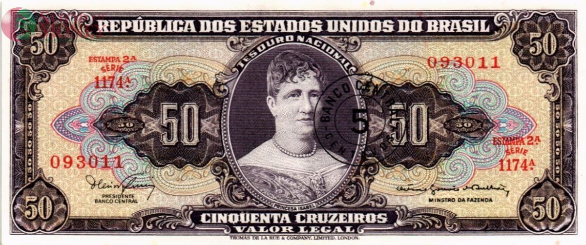 БРАЗИЛИЯ 50 СЕНТАВО (НАДПЕЧАТКА) 1