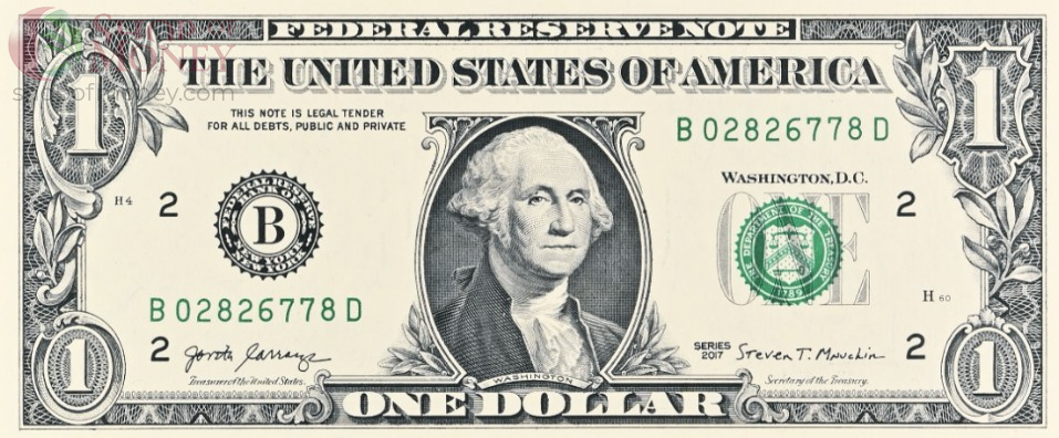 США 1 ДОЛЛАР (B - НЬЮ-ЙОРК - PMG - GRADE 64) #B02826778D 3