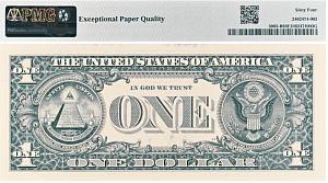 США 1 ДОЛЛАР (B - НЬЮ-ЙОРК - PMG - GRADE 64) #B02826778D 2