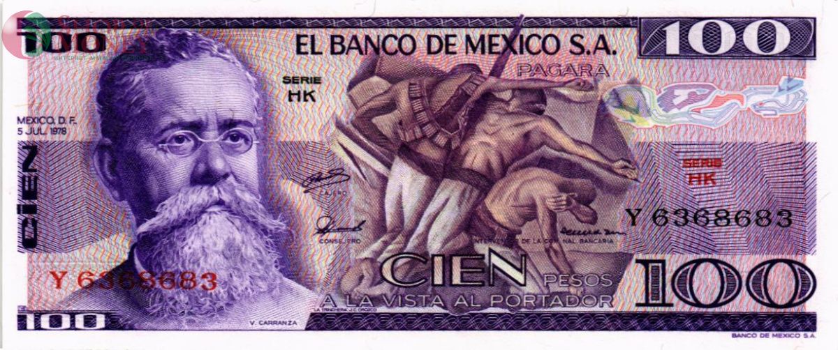 МЕКСИКА 100 ПЕСО (-HK- СЕРИЯ) 1