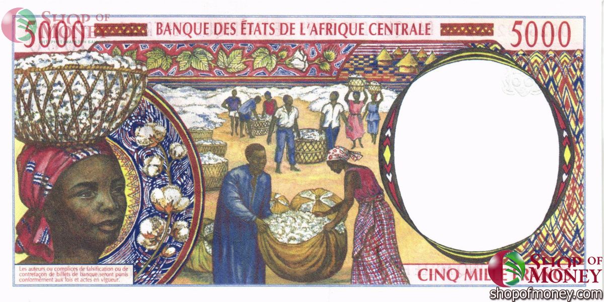 ГОСУДАРСТВА ЦЕНТРАЛЬНОЙ АФРИКИ (-C-КОНГО) 5000 ФРАНКОВ 2