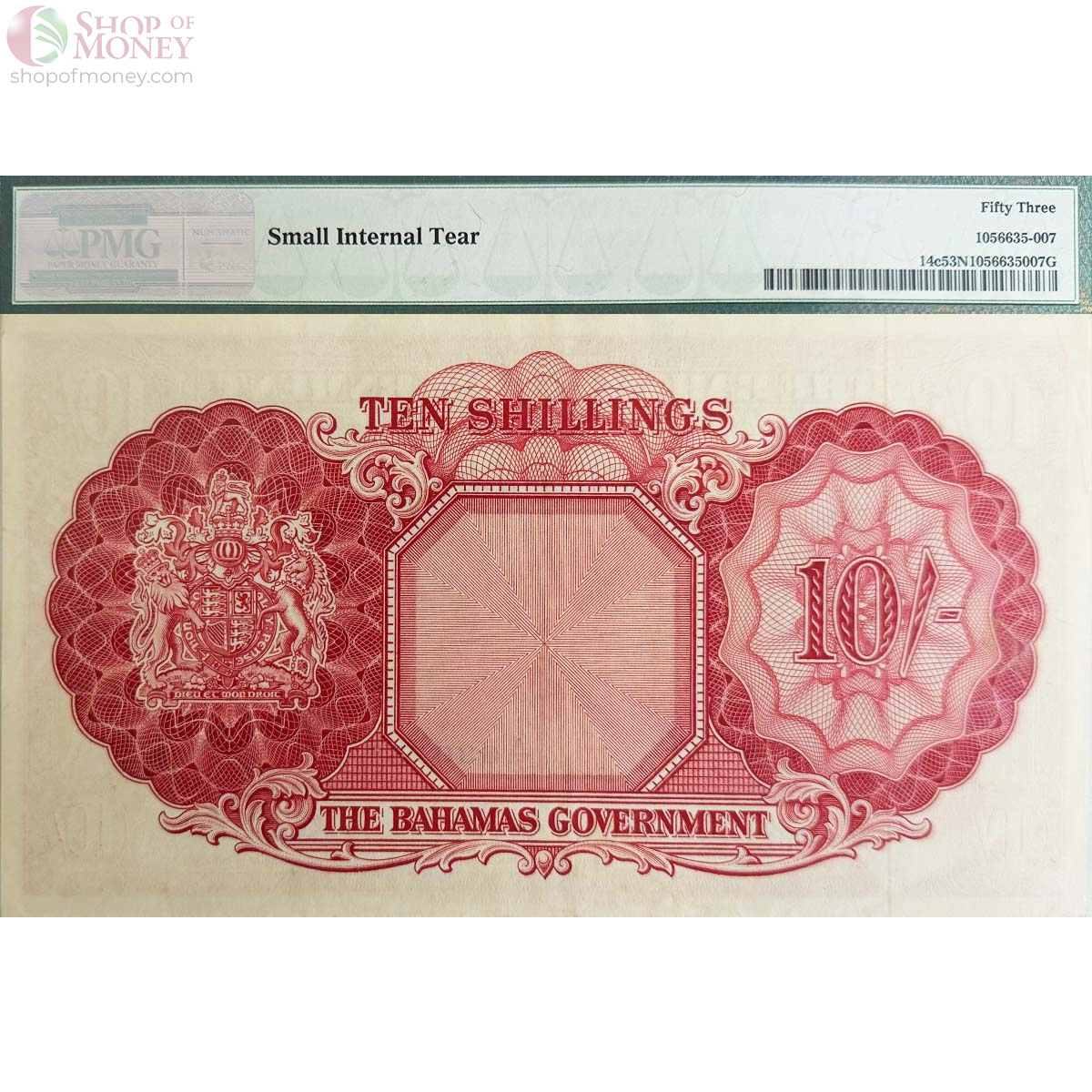 БАГАМСКИЕ ОСТРОВА 10 ШИЛЛИНГА (PMG - GRADE 53) 2