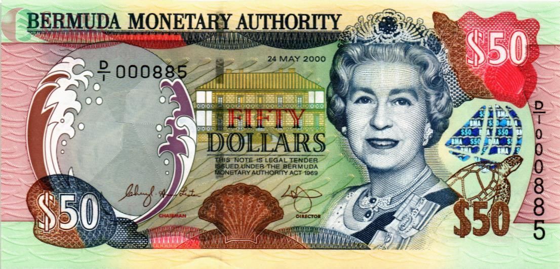 БЕРМУДСКИЕ ОСТРОВА 50 ДОЛЛАРОВ (НИЗКИЙ НОМЕР) 1