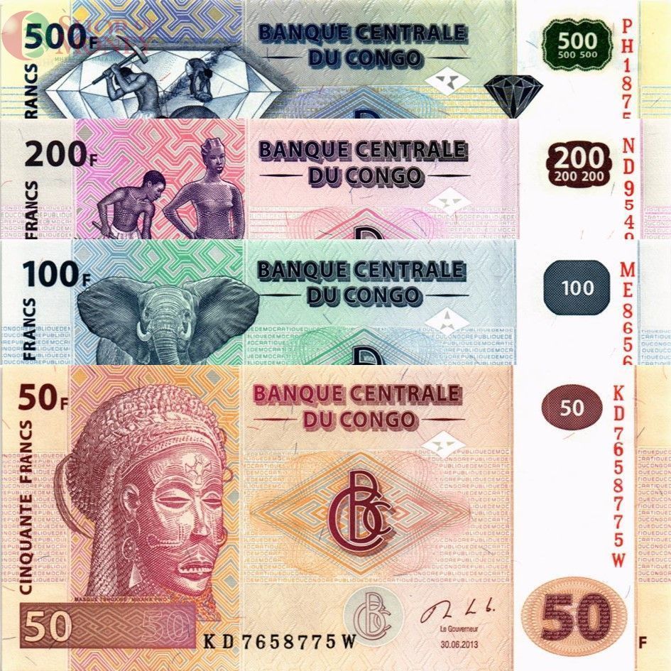 КОНГО ДР НАБОР 500-200-100-50 ФРАНКОВ 1