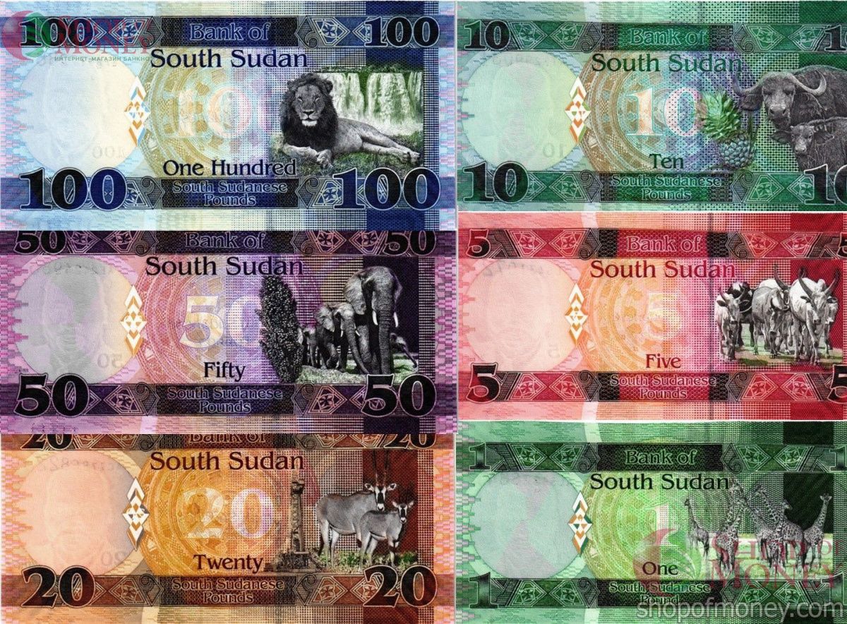 ЮЖНЫЙ СУДАН 1 5 10 20 50 100 ФУНТОВ 2