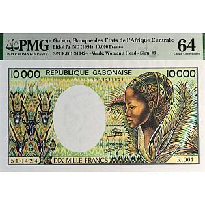 ГАБОН 10000 ФРАНКОВ (PMG - GRADE 64) 1