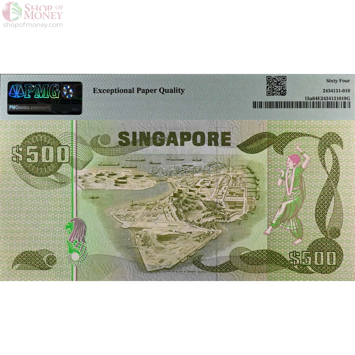 СИНГАПУР 500 ДОЛЛАРОВ (PMG - GRADE 64) #A/5 083153 2