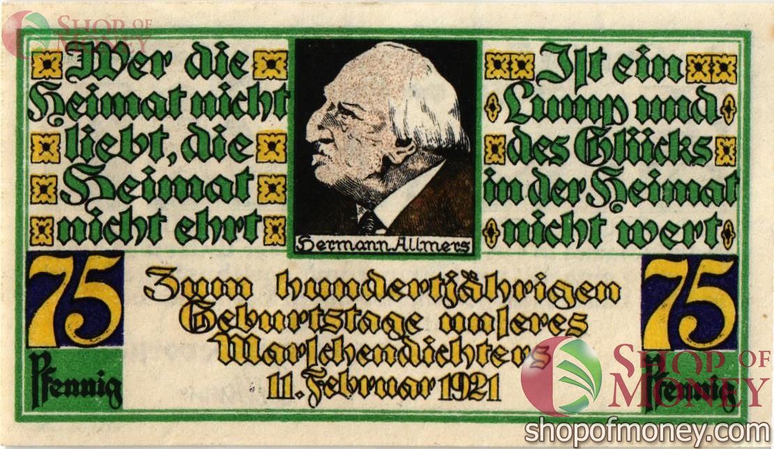 ГЕРМАНИЯ 75 ПФЕННИГОВ (НОТГЕЛЬД) 1