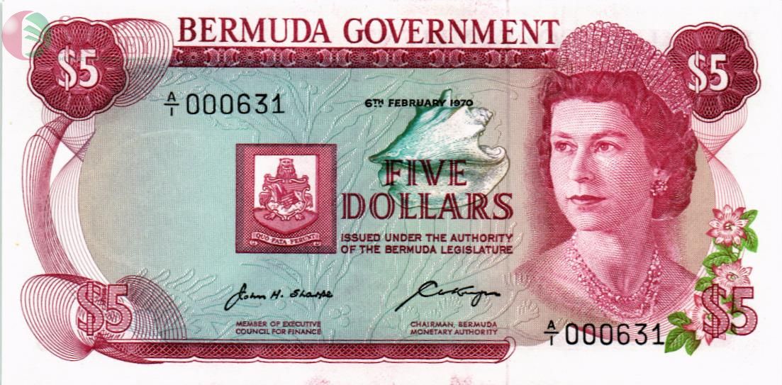 БЕРМУДСКИЕ ОСТРОВА 5 ДОЛЛАРОВ (НИЗКИЙ НОМЕР) 1