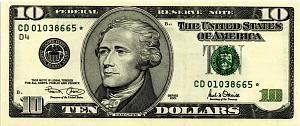 США 10 ДОЛЛАРОВ (D4 - КЛИВЛЕНД, REPLACEMENT) 1