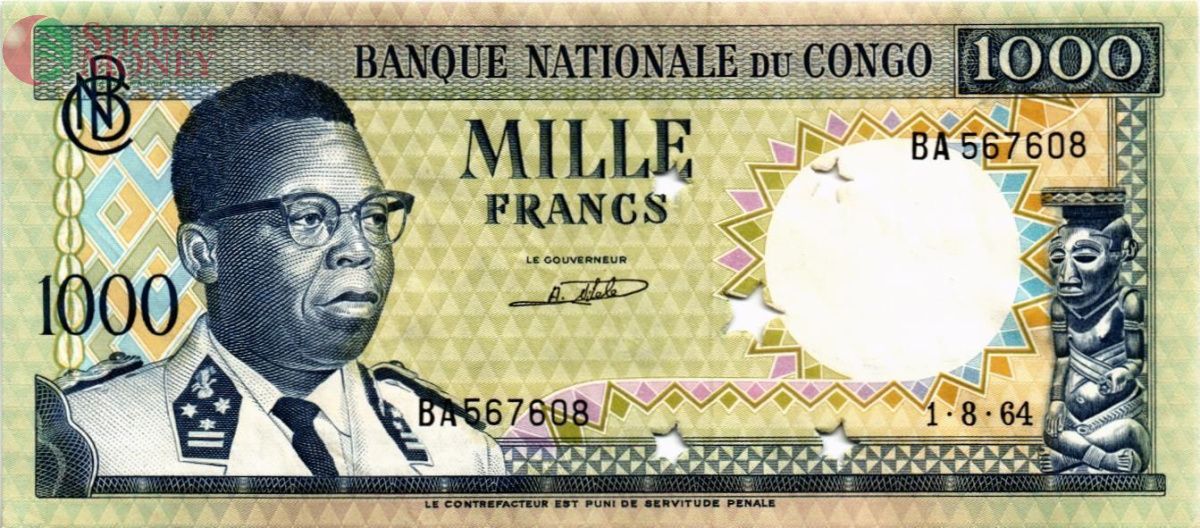 КОНГО 1000 ФРАНКОВ (ГАШЕНАЯ) 1