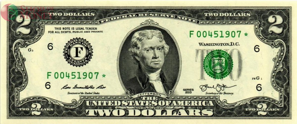 США 2 ДОЛЛАРА (F - АТЛАНТА, REPLACEMENT) 1