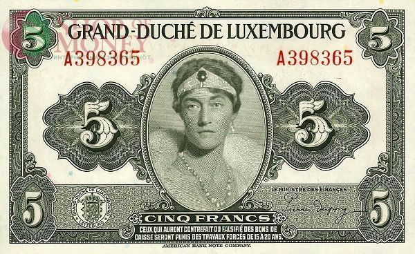 ЛЮКСЕМБУРГ 5 ФРАНКОВ 1