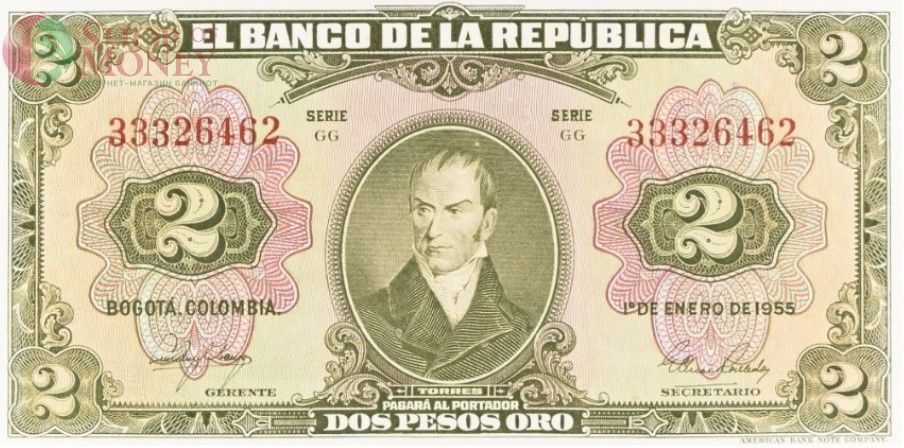 КОЛУМБИЯ 2 ПЕСО (PMG - GRADE 35) 3