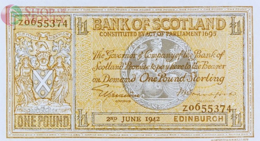 ШОТЛАНДИЯ 1 ФУНТ (PMG - GRADE 66) TOP POP 3