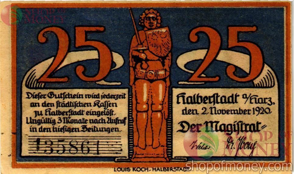 ГЕРМАНИЯ 25 ПФЕННИГОВ (НОТГЕЛЬД) 1