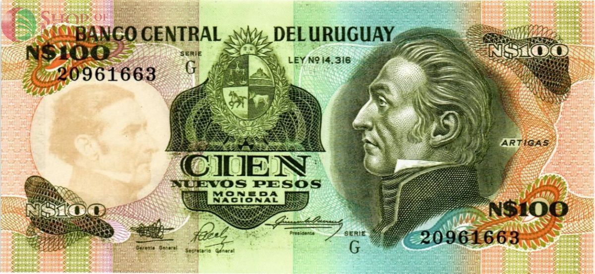 УРУГВАЙ 100 ПЕСО (-G- ПРЕФИКС) 1
