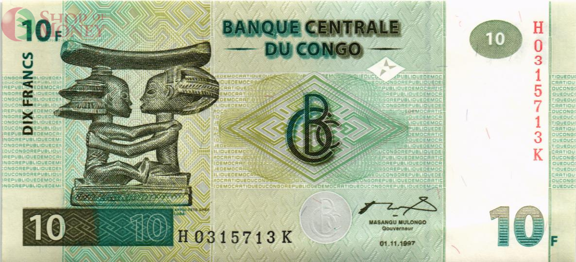 КОНГО ДР 10 ФРАНКОВ 1
