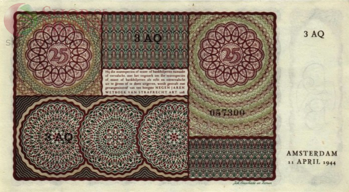 НИДЕРЛАНДЫ 25 ГУЛЬДЕНОВ (11.04.1944) 2