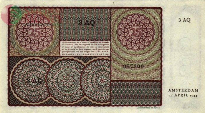 НИДЕРЛАНДЫ 25 ГУЛЬДЕНОВ (11.04.1944) 2