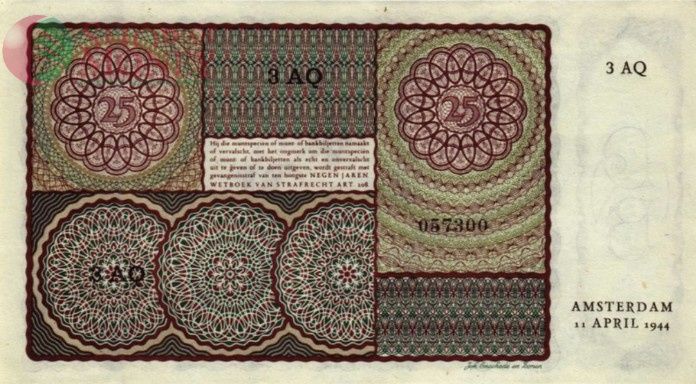 НИДЕРЛАНДЫ 25 ГУЛЬДЕНОВ (11.04.1944) 2