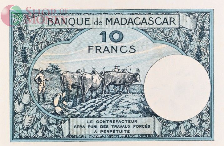 МАДАГАСКАР 10 ФРАНКОВ (PMG - GRADE 63) 4