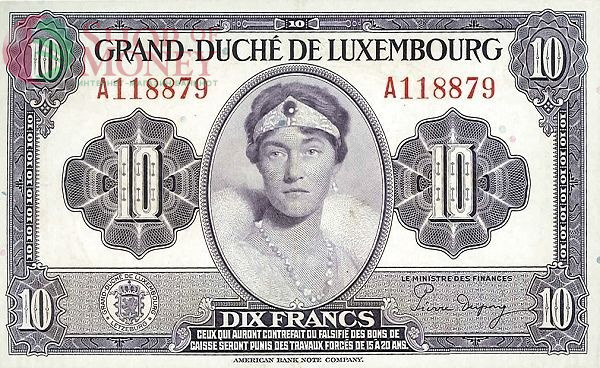 ЛЮКСЕМБУРГ 10 ФРАНКОВ 1