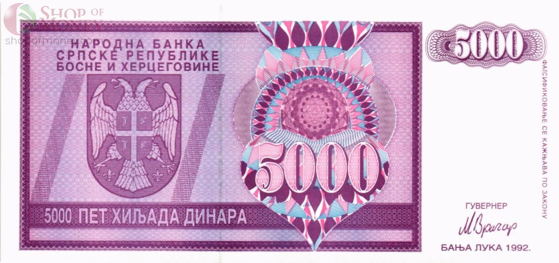 БОСНИЯ И ГЕРЦЕГОВИНА (СЕРБСКАЯ РЕСПУБЛИКА) 5000 ДИНАР 1