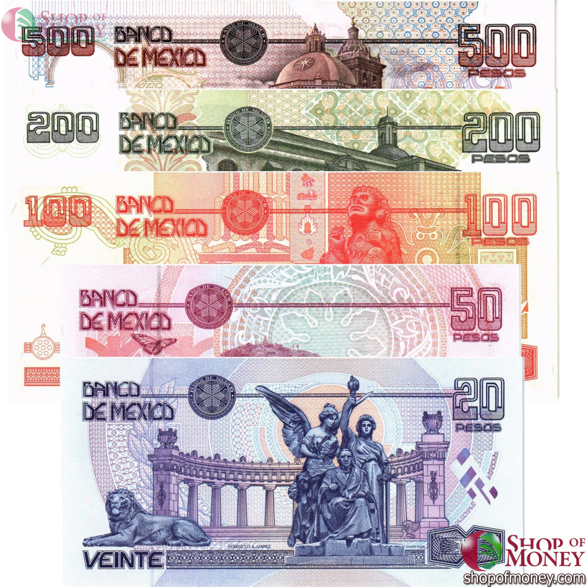 МЕКСИКА 500-200-100-50-20 ПЕСО 2